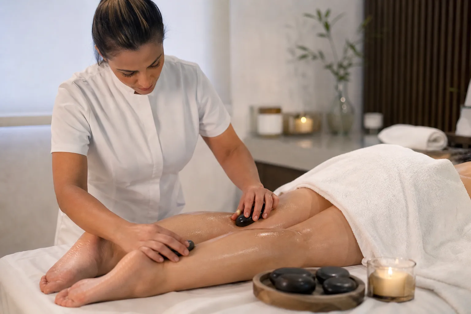 Massagem com Pedras Quentes — tratamento e cuidados